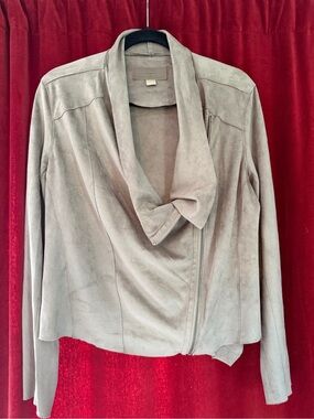 Blank NYC Taupe Draped Suede Jacket